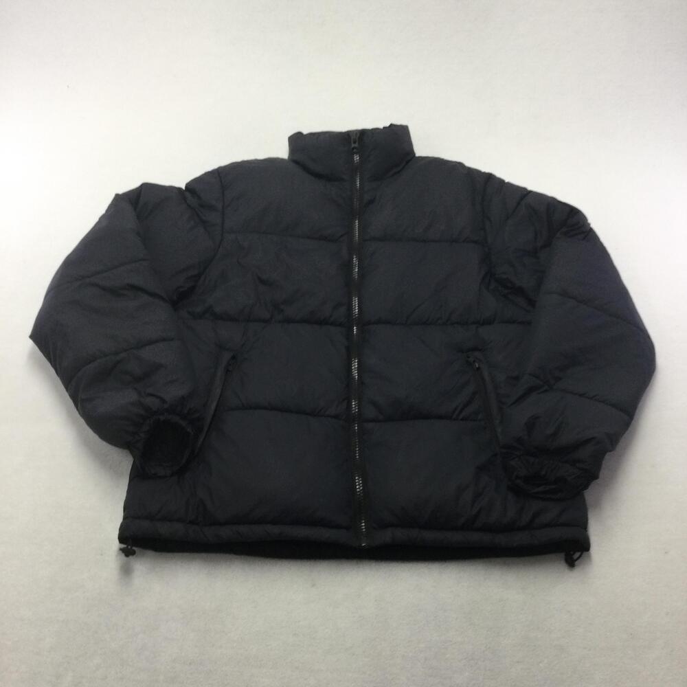 Zara Jacket Mens Large Black Puffer Quilted Full Zip Dnwr Logo Warm Winter